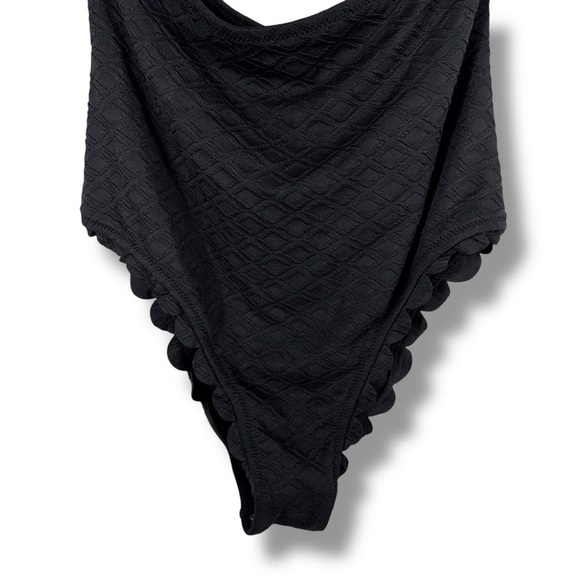 Cupshe Black Knotted Scalloped Cut Out One Piece Swimsuit, Black, Size Medium - Picture 6 of 14